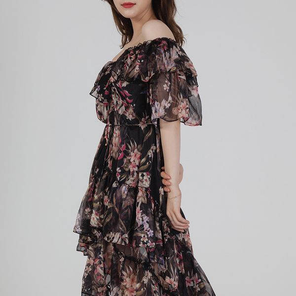 dress women jagged flower chiffon off the shoulder ruffle boho summer female dressed in robes, Black;gray
dress women jagged flower chiffon off the shoulder ruffle boho summer female dressed in robes, Black;gray