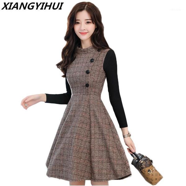 casual dresses autumn winter dress women 2021 fashion plaid woolen stitching slim large size long sleeves office, Black;gray
casual dresses autumn winter dress women 2021 fashion plaid woolen stitching slim large size long sleeves office, Black;gray