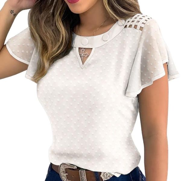 women's t-shirt fashion women ladies summer casual ruffled sleeve female flower embroidery cutout mesh sheer white black blue
women's t-shirt fashion women ladies summer casual ruffled sleeve female flower embroidery cutout mesh sheer white black blue