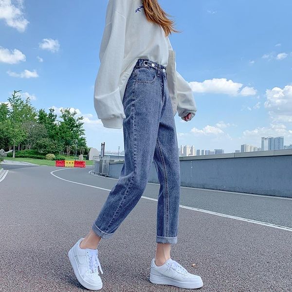 women's jeans 803 spring women harem pants loose casual straight solid color vintage high waist streetwear female denim cropped trouser, Blue
women's jeans 803 spring women harem pants loose casual straight solid color vintage high waist streetwear female denim cropped trouser, Blue