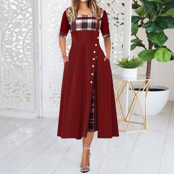 casual dresses plaid patchwork women vintage dress o neck short sleeve swing princess party boho button pocket a line robe longue 40#, Black;gray
casual dresses plaid patchwork women vintage dress o neck short sleeve swing princess party boho button pocket a line robe longue 40#, Black;gray