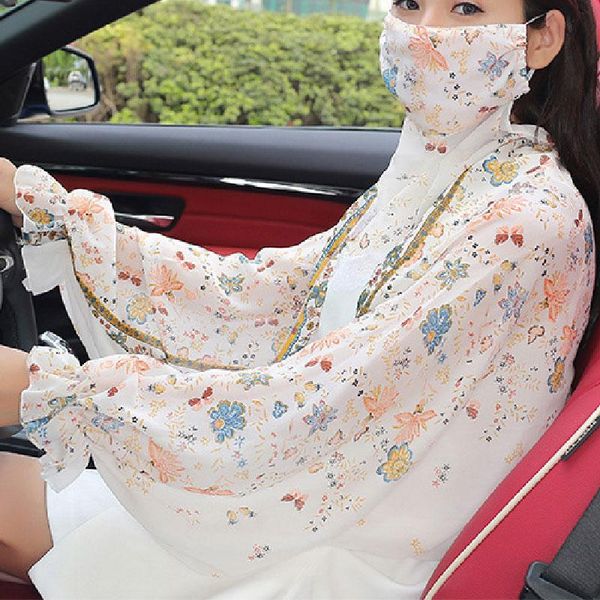 scarves summer chiffon scarf for women shade long sleeves neck guards floral printed thin section shawls outdoor driving sunscreen, Blue;gray
scarves summer chiffon scarf for women shade long sleeves neck guards floral printed thin section shawls outdoor driving sunscreen, Blue;gray