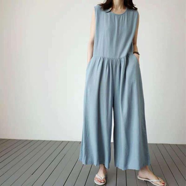 yourseason 2021 korean female casual cotton linen sleeveless loose jumpsuits women summer long pockets bodysuits women's & rompers, Black;white
yourseason 2021 korean female casual cotton linen sleeveless loose jumpsuits women summer long pockets bodysuits women's & rompers, Black;white