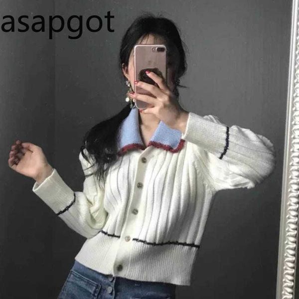 spring autumn korean chic vintage sweet loose turn down collar long sleeve crop sweater women knitted cardigans wild fashion 210610, White
spring autumn korean chic vintage sweet loose turn down collar long sleeve crop sweater women knitted cardigans wild fashion 210610, White