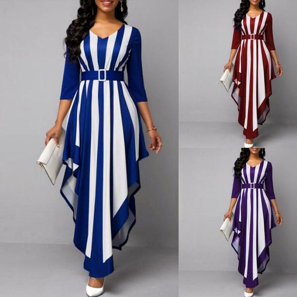 casual dresses striped maxi dress for women 3/4 sleeve v neck slim irregular hem evening party long robe femme, Black;gray
casual dresses striped maxi dress for women 3/4 sleeve v neck slim irregular hem evening party long robe femme, Black;gray