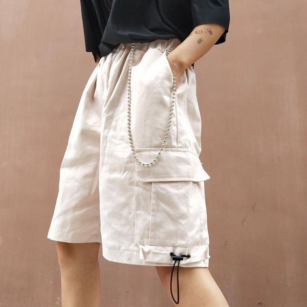 women's shorts harajuku cargo pants five points summer korean chic personality loose casual straight streetwear, White;black
women's shorts harajuku cargo pants five points summer korean chic personality loose casual straight streetwear, White;black