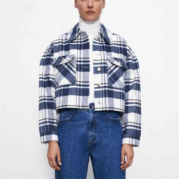 autumn plaid crop jacket coat women long sleeve front patch pockets overshirt female fashion short office jackets 210524, Black;brown
autumn plaid crop jacket coat women long sleeve front patch pockets overshirt female fashion short office jackets 210524, Black;brown