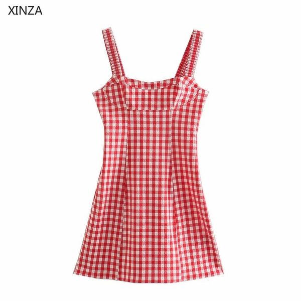 casual dresses women plaid summer red straps dress sleeveless smocked gingham sundress chic side zip woman backless mini s31, Black;gray
casual dresses women plaid summer red straps dress sleeveless smocked gingham sundress chic side zip woman backless mini s31, Black;gray