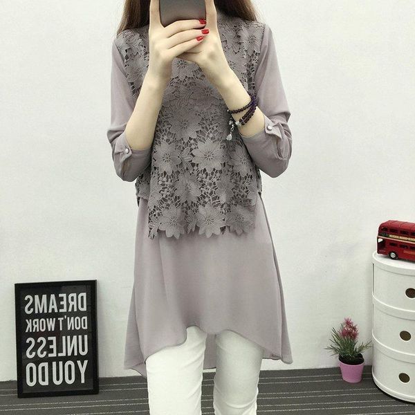 women's blouses & shirts grey black lace solid color cute sweet long chiffon plus large size clothes 2021 oversize spring autumn femini, White
women's blouses & shirts grey black lace solid color cute sweet long chiffon plus large size clothes 2021 oversize spring autumn femini, White