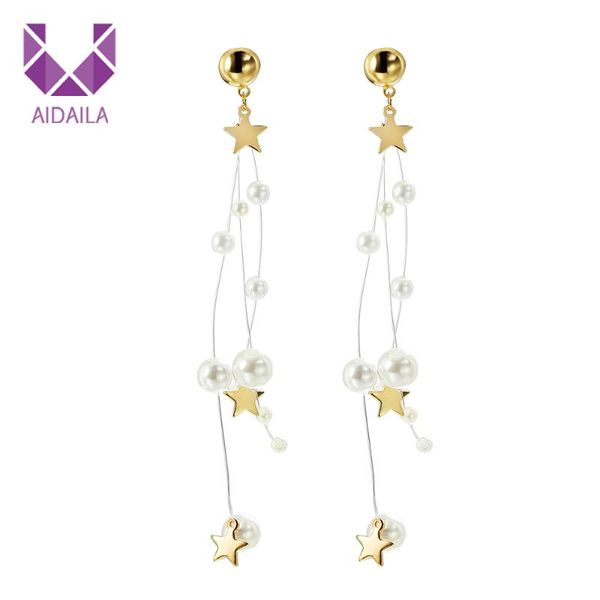 women long earrings with pearls star gold color wedding for bride design red 2021 ep04729 dangle & chandelier, Silver
women long earrings with pearls star gold color wedding for bride design red 2021 ep04729 dangle & chandelier, Silver