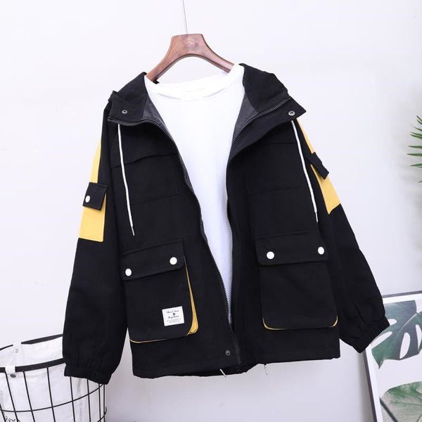 women's jackets 2021 spring autumn women jacket hooded windbreaker loose harajuku coat oversize female casual basic coats outwear, Black;brown
women's jackets 2021 spring autumn women jacket hooded windbreaker loose harajuku coat oversize female casual basic coats outwear, Black;brown