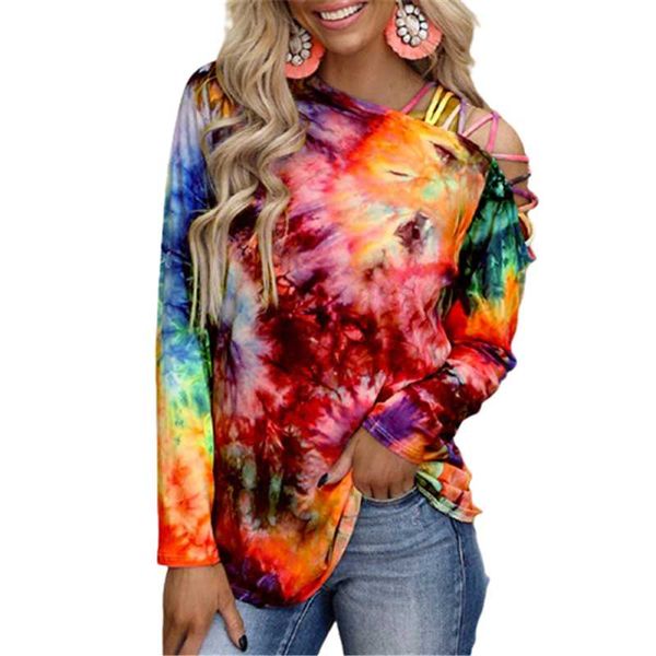 women's t-shirt fashion tie-dye long sleeve women harajuku plus size loose casual off shoulder tees ladies streetwear, White
women's t-shirt fashion tie-dye long sleeve women harajuku plus size loose casual off shoulder tees ladies streetwear, White