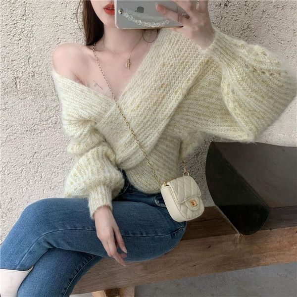women's sweaters 2021 women chic cross autumn winter pullover knitted soft oversize warm korea style coat outwear jacket sexy, White;black
women's sweaters 2021 women chic cross autumn winter pullover knitted soft oversize warm korea style coat outwear jacket sexy, White;black