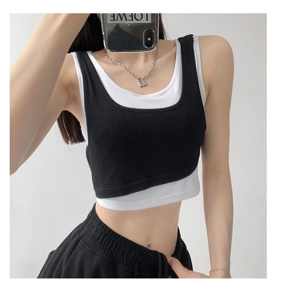 women's tanks & camis fried street fake two-piece design with a bottoming shirt short navel stitching camisole sleeveless t-shirt vest, White
women's tanks & camis fried street fake two-piece design with a bottoming shirt short navel stitching camisole sleeveless t-shirt vest, White