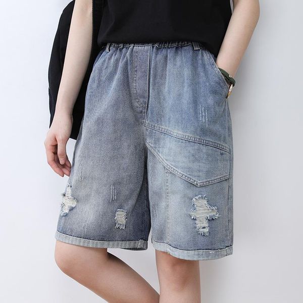 women's jeans denim shorts women hole high-waist thin loose straight solid color elastic waist plus size casual, Blue
women's jeans denim shorts women hole high-waist thin loose straight solid color elastic waist plus size casual, Blue