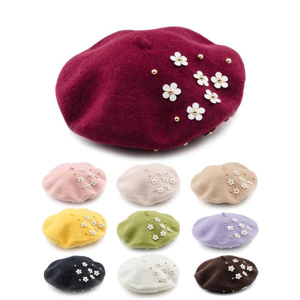 berets korean pearl flower 100% wool beret ms. painter hat casual solid color bonnet caps for girls female boina, Blue;gray
berets korean pearl flower 100% wool beret ms. painter hat casual solid color bonnet caps for girls female boina, Blue;gray