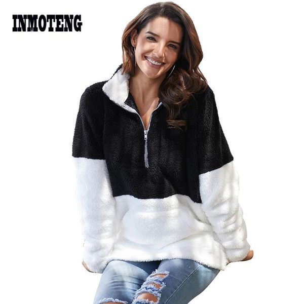 women's hoodies & sweatshirts 6 colors charcoal white zip neck oversize fluffy fleece pullover spring winter color block casual outerwe, Black
women's hoodies & sweatshirts 6 colors charcoal white zip neck oversize fluffy fleece pullover spring winter color block casual outerwe, Black