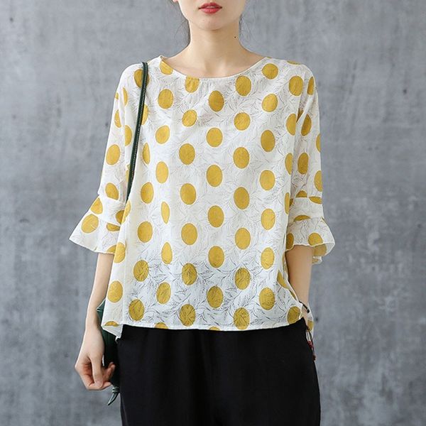 johnature leisure retro patchwork polka dot o-neck flare sleeve irregular shirt summer simple comfortable women 210521, White
johnature leisure retro patchwork polka dot o-neck flare sleeve irregular shirt summer simple comfortable women 210521, White