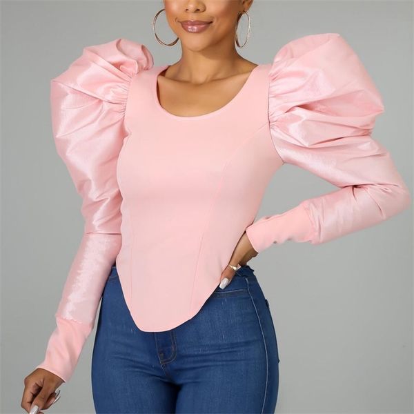 long sleeve blouse for women pink puff slim elegant work business office lady wear shirts 210510, White
long sleeve blouse for women pink puff slim elegant work business office lady wear shirts 210510, White
