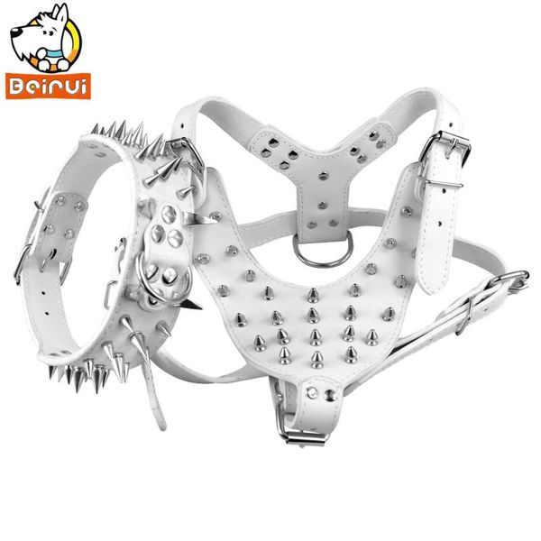 dog collars & leashes white spiked studded harness and collar set pet safety adjustable leather harnesses for medium dogs pitbull
dog collars & leashes white spiked studded harness and collar set pet safety adjustable leather harnesses for medium dogs pitbull