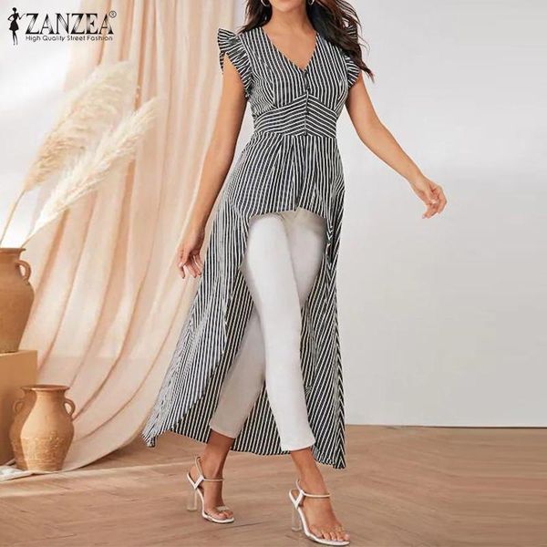 women's blouses & shirts women stylish v neck asymmetrical blouse zanzea summer sleeveless ruffles shirt striped long high low ol blus, White
women's blouses & shirts women stylish v neck asymmetrical blouse zanzea summer sleeveless ruffles shirt striped long high low ol blus, White