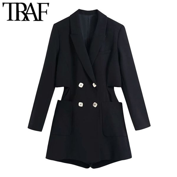 women chic fashion with metal buttons black playsuits vintage long sleeve pockets female jumpsuits mujer 210507, Black;white
women chic fashion with metal buttons black playsuits vintage long sleeve pockets female jumpsuits mujer 210507, Black;white