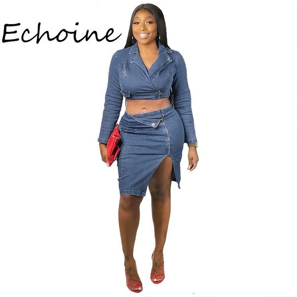 two piece dress women set cowboy jeans crop + skirt suit split turn down collar denim outfit party night clubwear, White
two piece dress women set cowboy jeans crop + skirt suit split turn down collar denim outfit party night clubwear, White