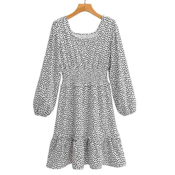 women summer dot a-line mini dress long sleeve print ruffles slash neck female elegant elastic waist dresses vestidos 210513, Black;gray
women summer dot a-line mini dress long sleeve print ruffles slash neck female elegant elastic waist dresses vestidos 210513, Black;gray