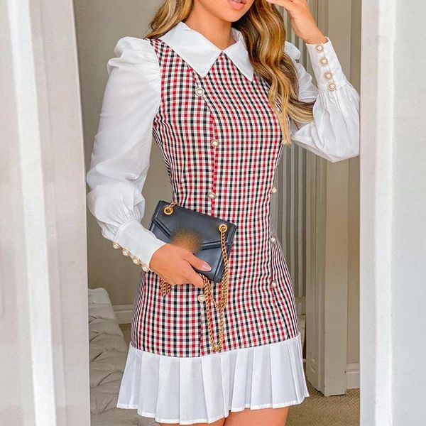 casual dresses fashion elegant slim long sleeves office lady turn-down collar a-line women autumn patchwork plaid mini dress, Black;gray
casual dresses fashion elegant slim long sleeves office lady turn-down collar a-line women autumn patchwork plaid mini dress, Black;gray