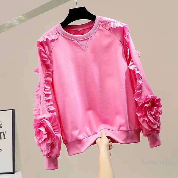 women's hoodies & sweatshirts sweet pleated ruffles sweatshirt women large flower lantern sleeve crew neck pullover female lady pink b, Black
women's hoodies & sweatshirts sweet pleated ruffles sweatshirt women large flower lantern sleeve crew neck pullover female lady pink b, Black