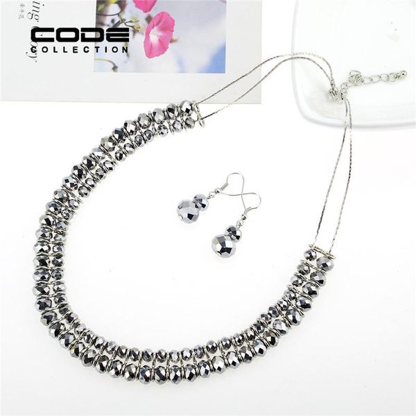earrings & necklace romantic fashion jewelry sets for women and grey crystal glass stone beaded party gift nl010, Silver
earrings & necklace romantic fashion jewelry sets for women and grey crystal glass stone beaded party gift nl010, Silver