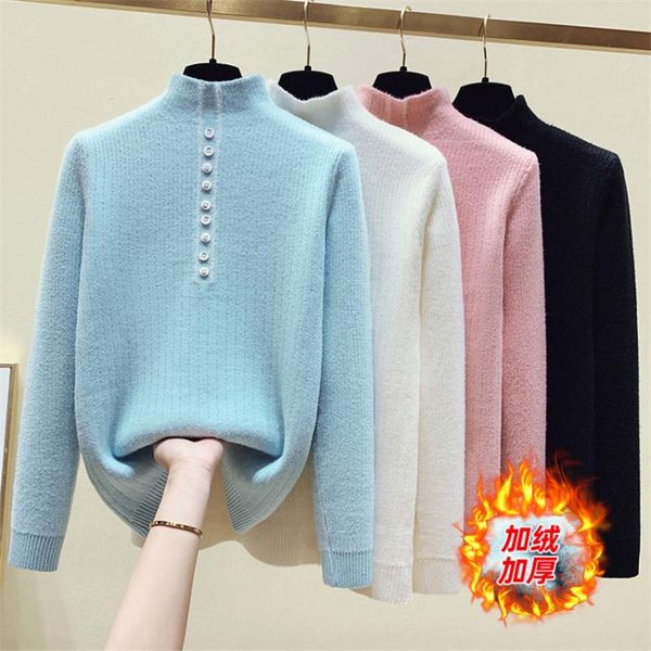 women's sweaters winter warm fleece sweater women long sleeve thick high neck pullover knitted fur lining fashion pull femme, White;black
women's sweaters winter warm fleece sweater women long sleeve thick high neck pullover knitted fur lining fashion pull femme, White;black