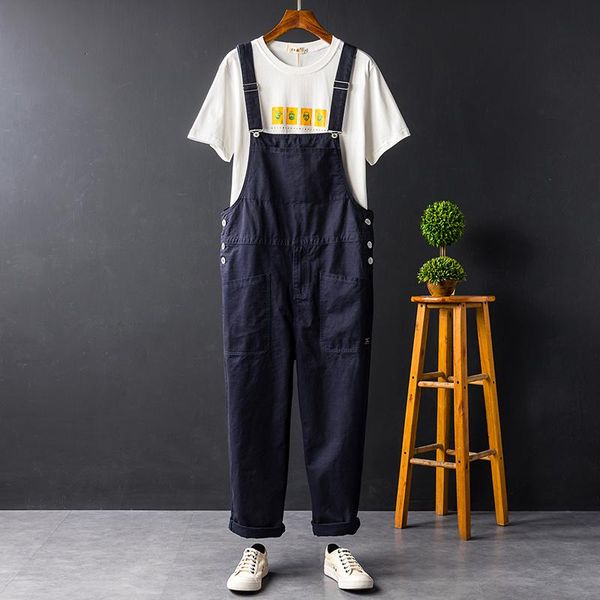 mens retro pockets loose overall jumpsuit romper suspender trousers pants 4colors summer 2021 men's, Black 
mens retro pockets loose overall jumpsuit romper suspender trousers pants 4colors summer 2021 men's, Black