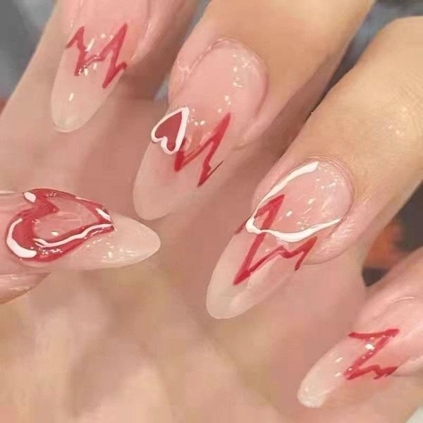 false nails 24pcs press on with designs ecg shape wear long paragraph fashion manicure patch save time wearable nail, Red;gold
false nails 24pcs press on with designs ecg shape wear long paragraph fashion manicure patch save time wearable nail, Red;gold