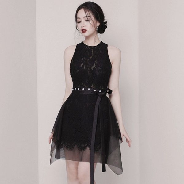 pacthwork lace bowknot belt a-line irregular dress women summer sleeveless dresses evening party o-neck vestidos 210514, Black;gray
pacthwork lace bowknot belt a-line irregular dress women summer sleeveless dresses evening party o-neck vestidos 210514, Black;gray