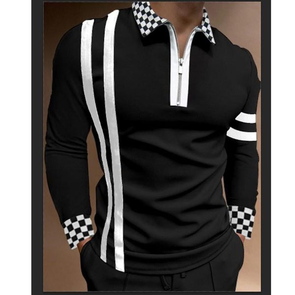 men's polos 2021 autumn streetwear mens fashion stripe long sleeve shirts casual turn-down collar zipper men slim, White;black
men's polos 2021 autumn streetwear mens fashion stripe long sleeve shirts casual turn-down collar zipper men slim, White;black
