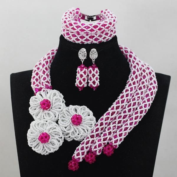 earrings & necklace exclusive pink african beads layered jewelry sets white big flowers brooch costume set handmade qw620, Silver
earrings & necklace exclusive pink african beads layered jewelry sets white big flowers brooch costume set handmade qw620, Silver