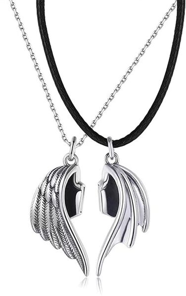 pendant necklaces 2pcs magnets attract angel demon wing leather rope link chain necklace for women men lover friend couples friendship, Silver
pendant necklaces 2pcs magnets attract angel demon wing leather rope link chain necklace for women men lover friend couples friendship, Silver