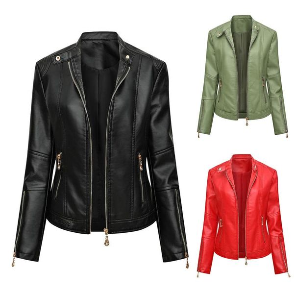 women's jackets fashion pu leather jacket women bright color black motorcycle coats short faux biker soft coat female, Black;brown
women's jackets fashion pu leather jacket women bright color black motorcycle coats short faux biker soft coat female, Black;brown