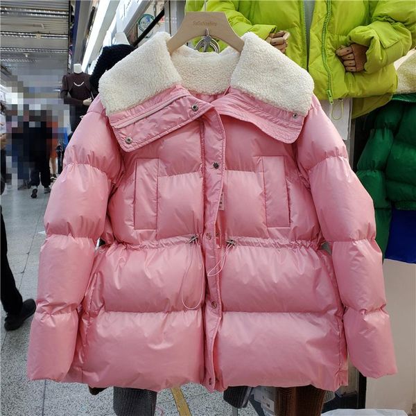 women's down & parkas 2021 winter women faux lambswool lapel patchwork cotton padded coat loose casual drawstring waist female clothing, Black
women's down & parkas 2021 winter women faux lambswool lapel patchwork cotton padded coat loose casual drawstring waist female clothing, Black