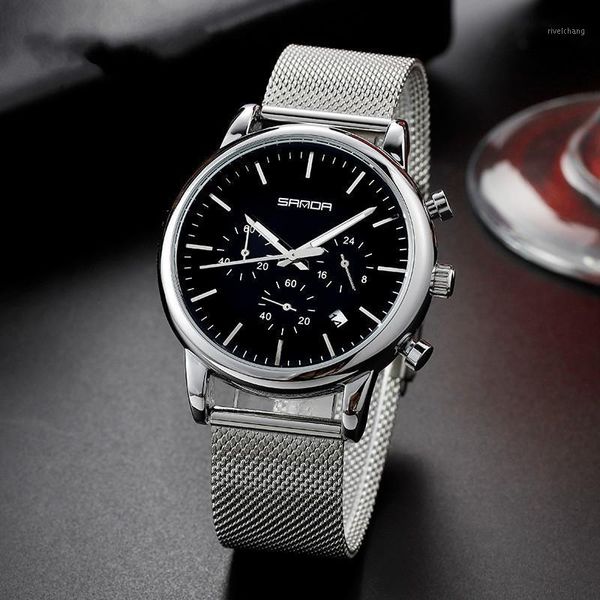 wristwatches business fashion three-eye imitation six-pin with calendar casual waterproof scale bar nail mesh belt men's watch luxury, Slivery;brown
wristwatches business fashion three-eye imitation six-pin with calendar casual waterproof scale bar nail mesh belt men's watch luxury, Slivery;brown