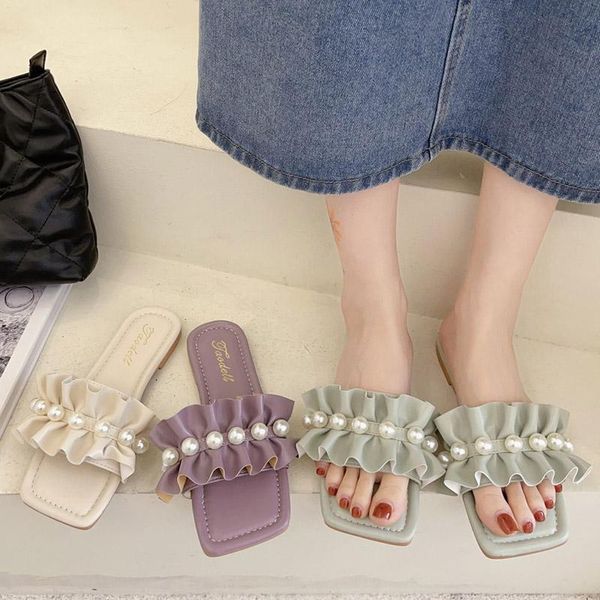 summer women pearls slippers pleated ruffles ladies shoes bead flat slipper square toe slides fashion zapatos mujer 9184g, Black
summer women pearls slippers pleated ruffles ladies shoes bead flat slipper square toe slides fashion zapatos mujer 9184g, Black