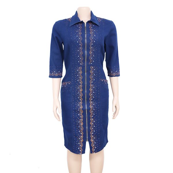 dress blue women denim dresses three quater sleeves with zipper up office elegant bodycon ladies dressed in african robes 7il8, Black;gray
dress blue women denim dresses three quater sleeves with zipper up office elegant bodycon ladies dressed in african robes 7il8, Black;gray