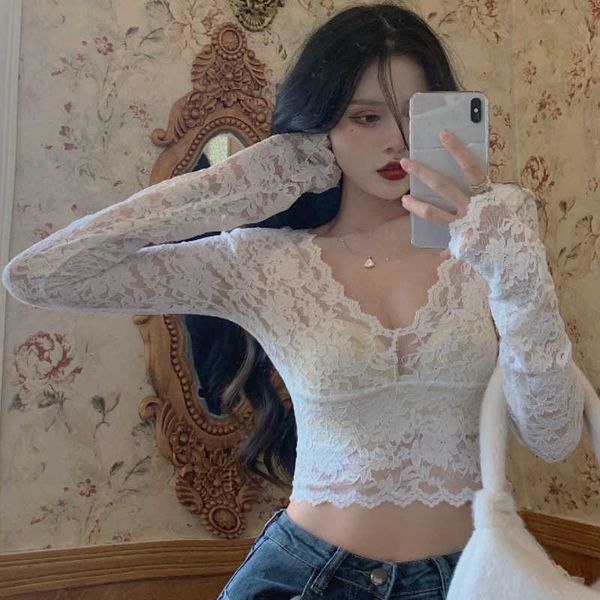 two piece dress lace chiffon blouse women's autumn and winter v-neck foreign style short long sleeve inner bottoming shirt tight slim g, White
two piece dress lace chiffon blouse women's autumn and winter v-neck foreign style short long sleeve inner bottoming shirt tight slim g, White