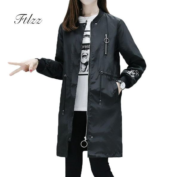 women's trench coats 2021 spring autumn coat women medium long casual overcoat female sleeved zipper vintage embroidery windbreaker, Tan;black
women's trench coats 2021 spring autumn coat women medium long casual overcoat female sleeved zipper vintage embroidery windbreaker, Tan;black