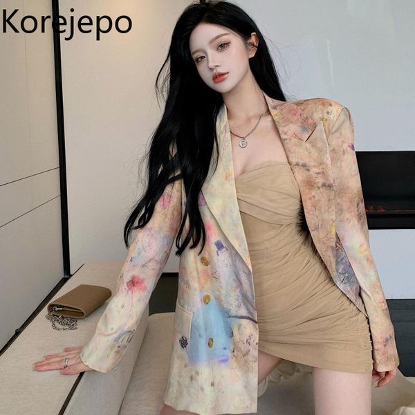women's suits & blazers korejepo women blazer 2021 early autumn korean chic retro gentle printed notched long sleeve loose all-match fe, White;black
women's suits & blazers korejepo women blazer 2021 early autumn korean chic retro gentle printed notched long sleeve loose all-match fe, White;black