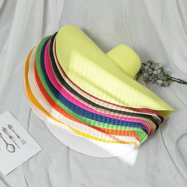 summer super large brim sun hat straw hats ladies women casual foldable sunshade panama caps gorros wide, Blue;gray
summer super large brim sun hat straw hats ladies women casual foldable sunshade panama caps gorros wide, Blue;gray
