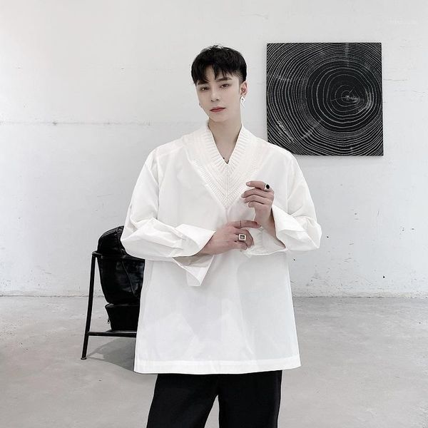 men's casual shirts male women harajuku gothic streetwear dress shirt men loose long sleeve knit v-neck pullover, White;black
men's casual shirts male women harajuku gothic streetwear dress shirt men loose long sleeve knit v-neck pullover, White;black
