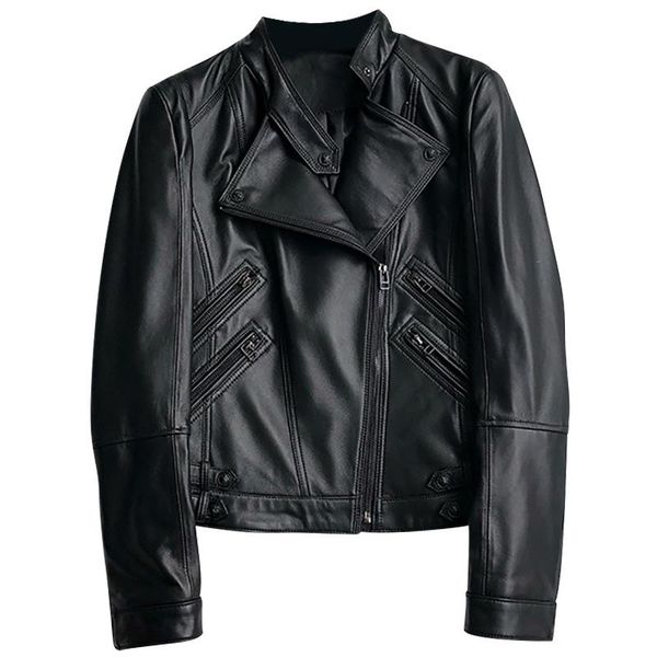 women's leather & faux 2021 real sheepskin jackets genuine coat fashion lady arrival l1025, Black
women's leather & faux 2021 real sheepskin jackets genuine coat fashion lady arrival l1025, Black