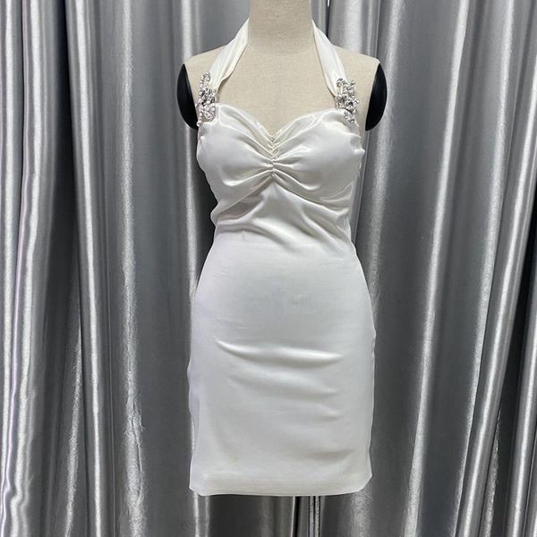 casual dresses women satin white bodycon dress club party detachable diamonds backless mini halter, Black;gray
casual dresses women satin white bodycon dress club party detachable diamonds backless mini halter, Black;gray